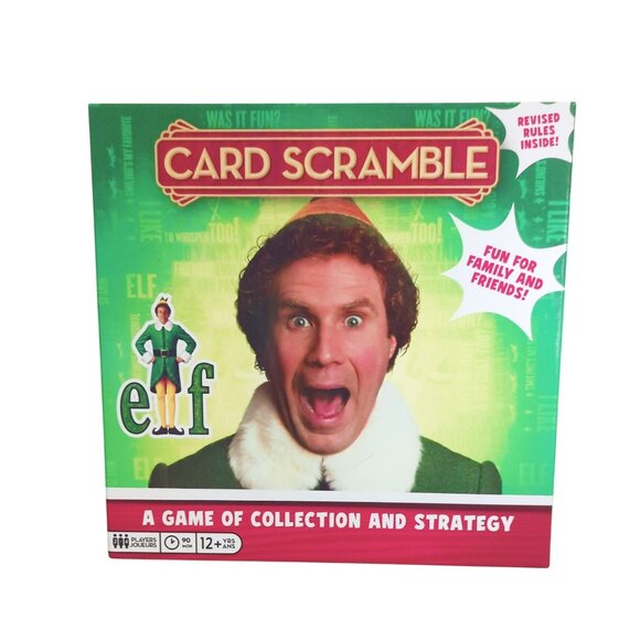 Elf Card Scramble Board Game Holiday Christmas Warner Brothers - Picture 1 of 7